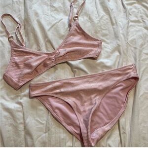 Aerie Pink Shimmer Bikini Set Like New